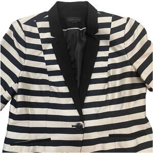 Worthington Navy Blue and White Stripe Blazer with Black Accents Size Large